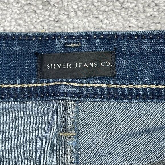 Silver Jeans Women’s 30X32 Blue Elyse Slim Boot Mid-Rise Dark Denim Stretch - Picture 6 of 13